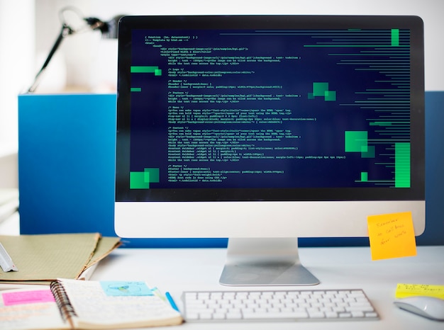Foto gratuita programmazione php codifica html concetto di cyberspazio