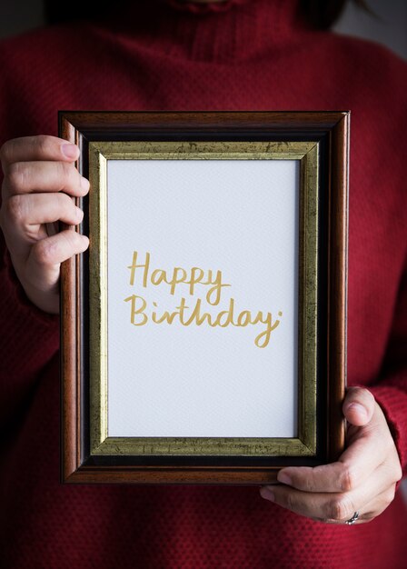 Phrase Happy Birthday in a frame