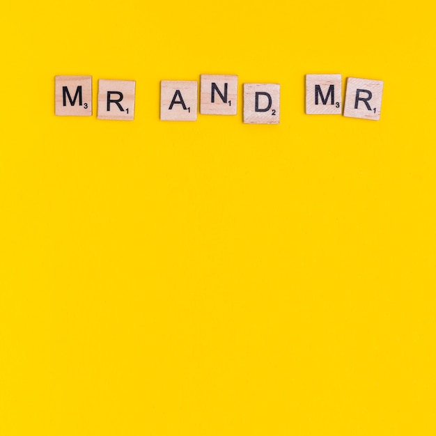 Phrase Mr and Mr on wooden squares 