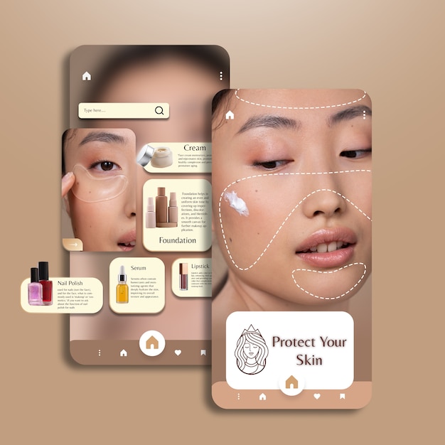 Free photo phygital beauty interaction app design