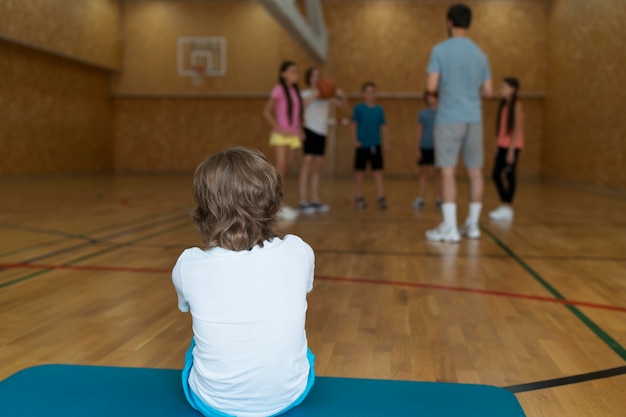 Physical education class full shot