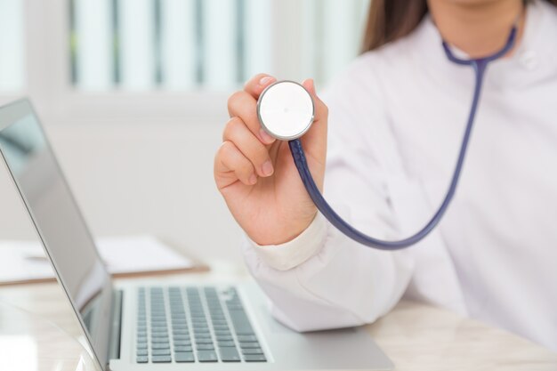 Physician posing with a stethoscope