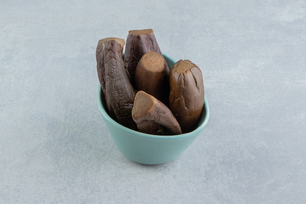 Pickled eggplant in the bowl  