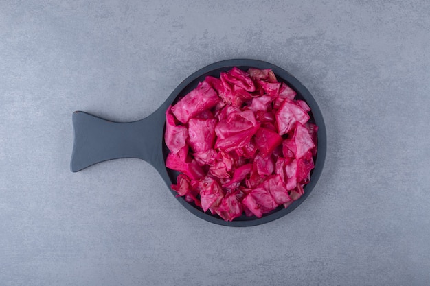 Pickled red cabbage in a pan