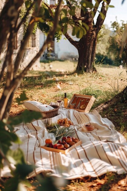 Picnic arrangement with delicious food