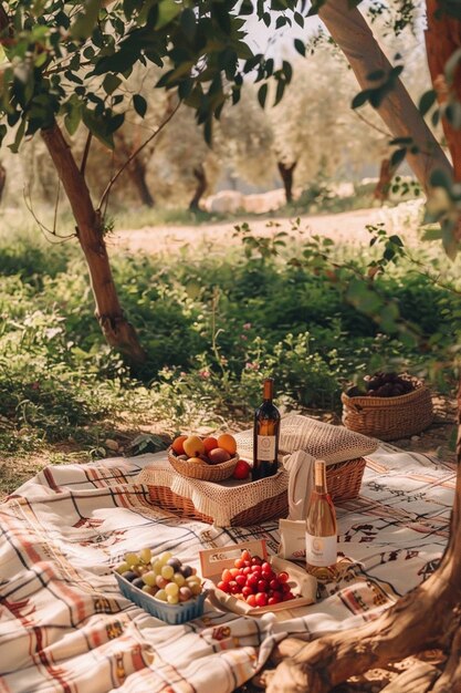 Picnic arrangement with delicious food