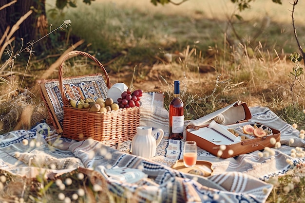 Foto gratuita organizzazione di un picnic con cibo delizioso