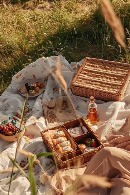 Picnic arrangement with delicious food