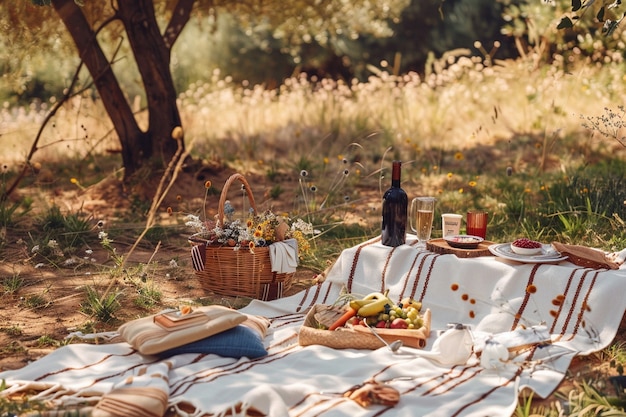 Picnic arrangement with delicious food