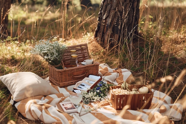 Free photo picnic arrangement with delicious food