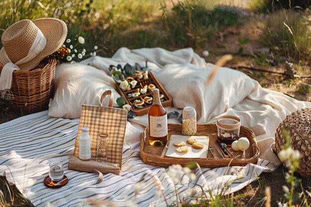 Picnic arrangement with delicious food