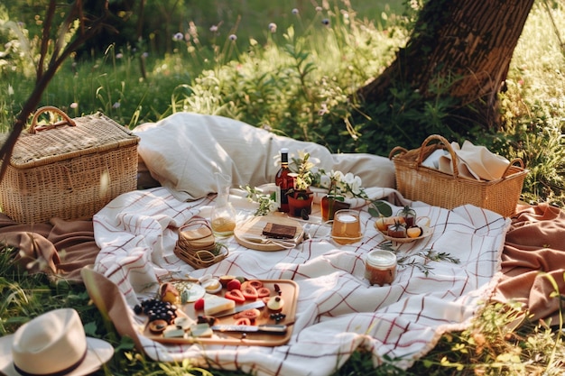 picnic arrangement with delicious food