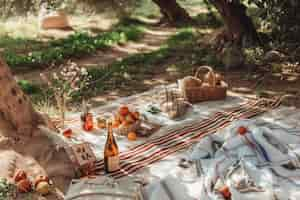 Foto gratuita organizzazione di un picnic con cibo delizioso