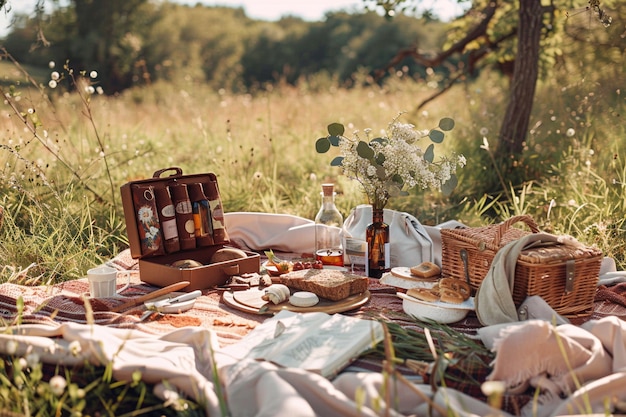 Free photo picnic arrangement with delicious food