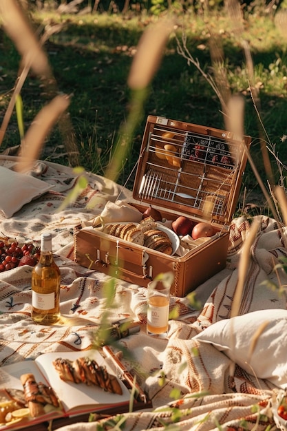 Foto gratuita organizzazione di un picnic con cibo delizioso