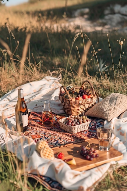 Picnic arrangement with delicious food