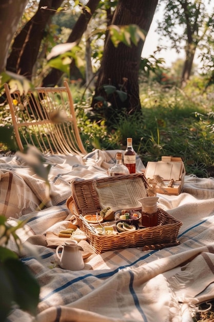 Foto gratuita organizzazione di un picnic con cibo delizioso