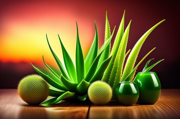 A picture of aloe vera and other plants
