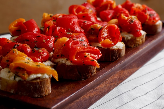 Free photo picture of canapes with salmon on white wall.