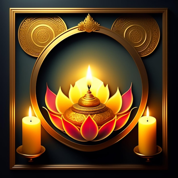 Free photo a picture of a candle with a lotus flower on it