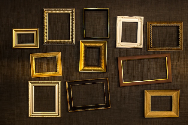 Picture frame vector. photo art gallery on vintage wall. | Premium Photo