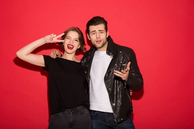 Picture of Funny punk couple posing and looking