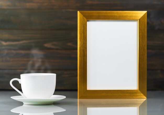Download Free Photo White Empty Frame On The Bronze Wall