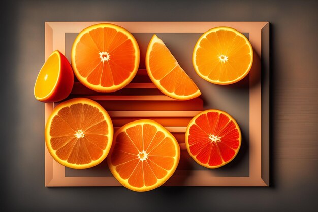 A picture of oranges and other fruits with the word orange on it