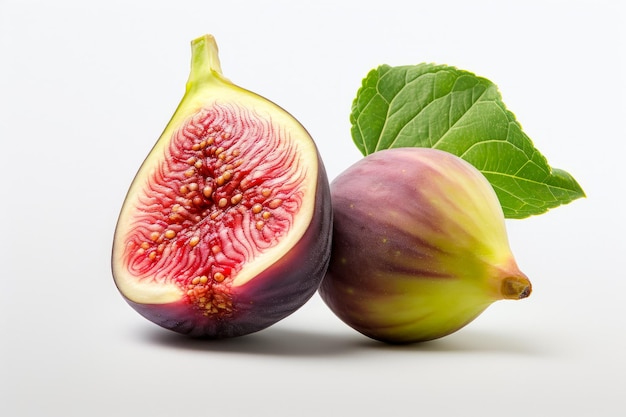 Picture of ripe figs on a white background