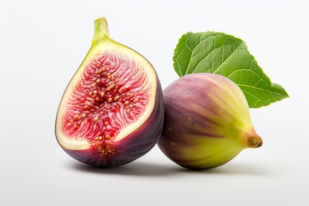 Picture of ripe figs on a white background