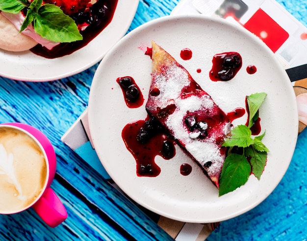 Pie topped with berry jam