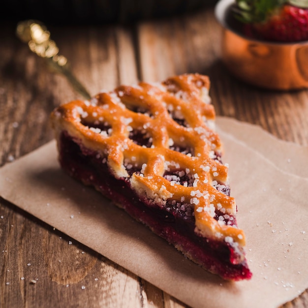 Free photo piece of delicious pie with jam