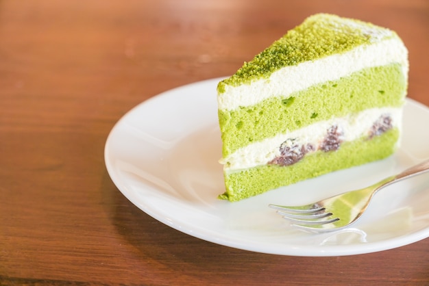 Piece of tasty matcha cake