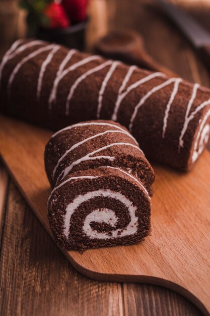 Pieces of delicious chocolate roll