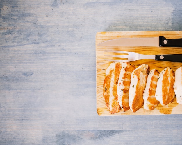 Pieces of filled on cutting board