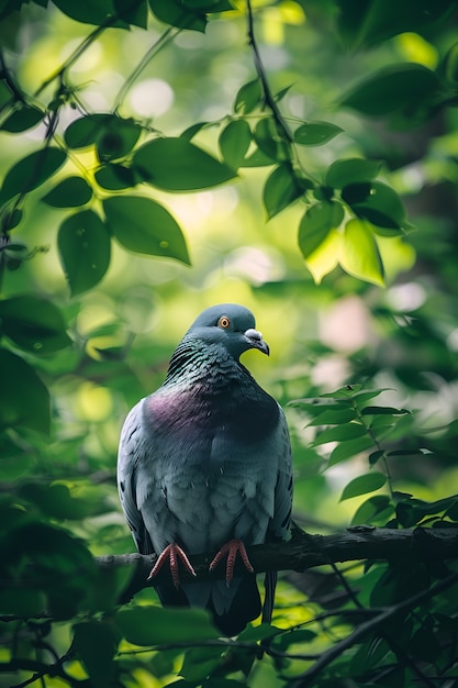 Foto gratuita piccione in ambiente naturale