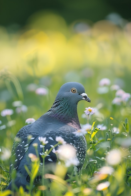 Foto gratuita piccione in ambiente naturale