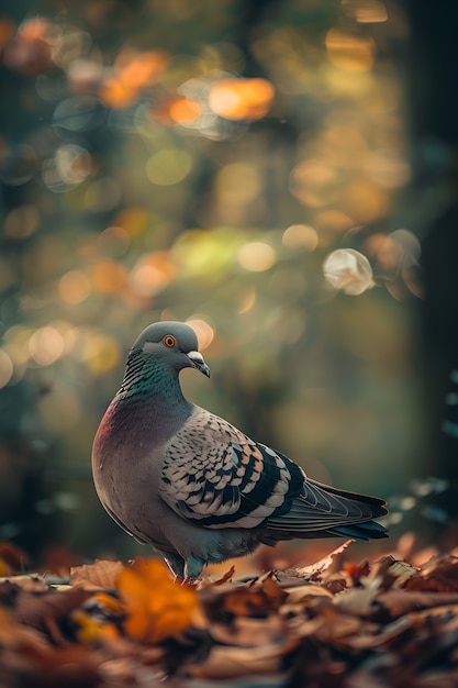 Foto gratuita piccione in ambiente naturale