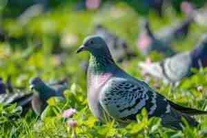 Foto gratuita piccione in ambiente naturale