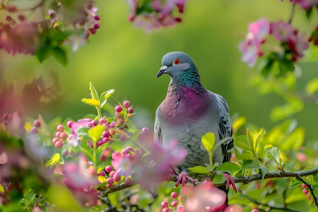 Foto gratuita piccione in ambiente naturale