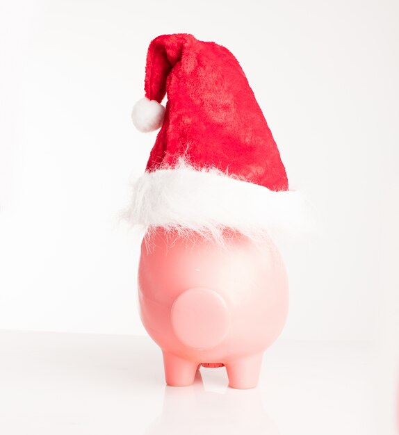 Piggy bank with santa's hat