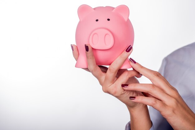 Piggybank money concept. Savings and financial concept closeup
