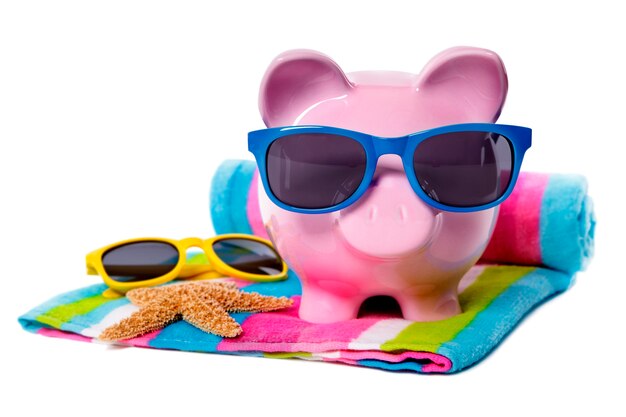 Piggybank with sunglasses