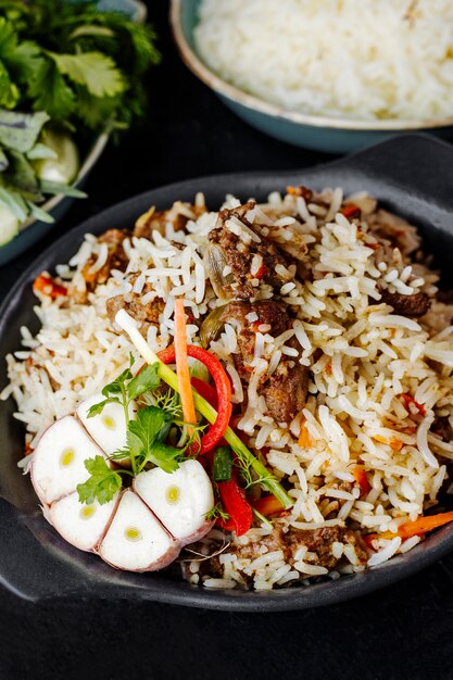 Pilaf with carrot and meat