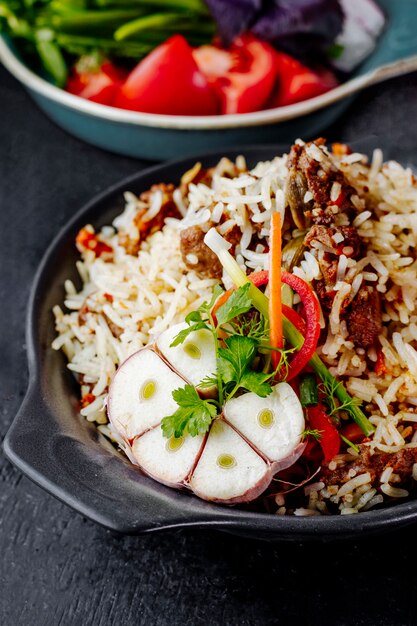 Pilaf with meat and vegetables