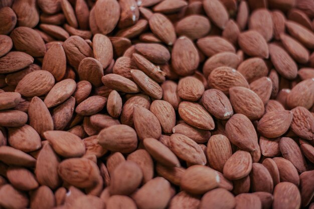 Pile of almonds close-up