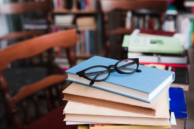 Pile of books on a bookstore