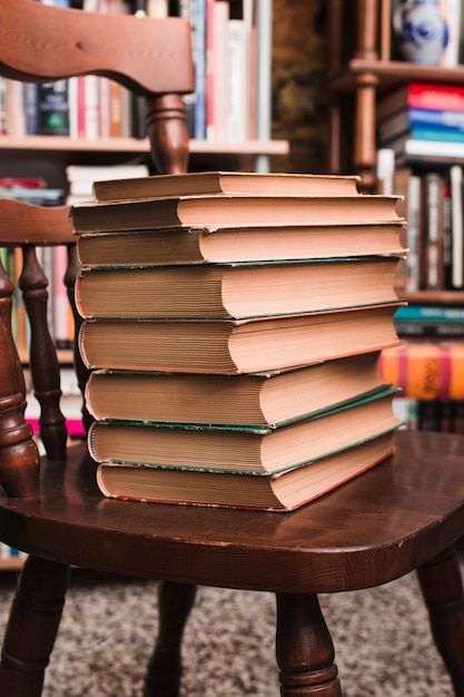 Pile of books on a chair