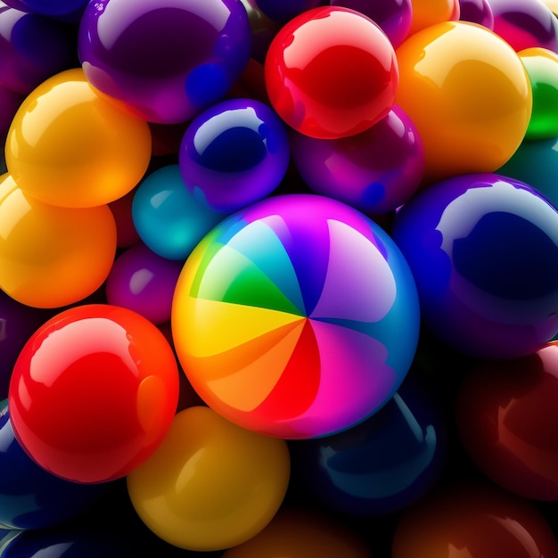 A pile of colorful balls with the word beach on it