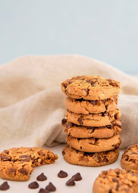 Pile of cookies with chocolate chips